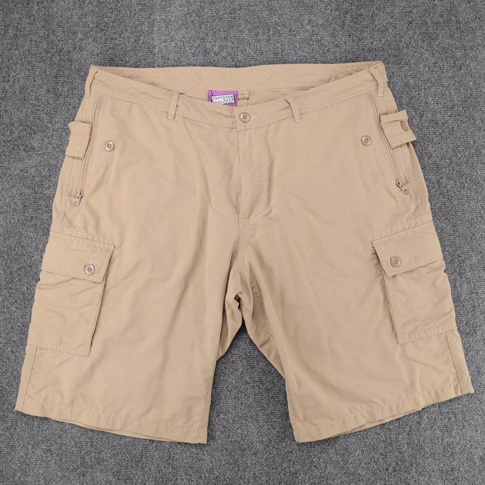 Clothing Arts P-cubed Pick-Pocket Proof Travel Cargo Shorts Mens 40 Tan Nylon